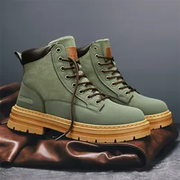 Botas de moda para hombre, botas de invierno, verde, amarillo, clásico martin, botines cortos con cordones, botines para hombre, zapatos cálidos 40-45