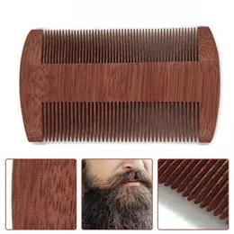 Fest Favor Mens Wood Beard Brush Natural Sandalwood Dubbelsidig nära tandkammar Hushåll Hårkammar Drop Delivery Home Garden