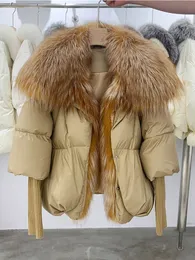 Frauen Pelz Faux Winter Echt Kragen Dicke Frauen Warme Puffer Jacke 90% Weiße Ente Unten Mantel Luxus Outwear Weibliche parka 231018