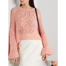 Kvinntröjor Koreanska modelykta ärm Soft Mohair O Neck tröja Kvinnor Autumn och Spring Plover Long Knit Top Drop Delivery