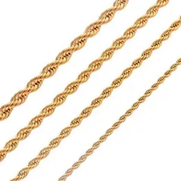 Intero - 3mm 4mm 5mm Collana placcata oro 18 carati Corda a catena Uomo Donna Catena Regali Gioielli 20 pollici 24 pollici 28 pollici 250t