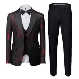 Męskie garnitury Blazers Bankiet biznesowy Jacquard Suit 3piece dżentelmen's Court Cloters