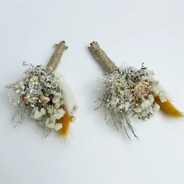 장식용 꽃 말린 꽃 미니 꽃가루 남자 신랑과 남자 boutonniere 결혼식 기념일 침례 장식 3pcs