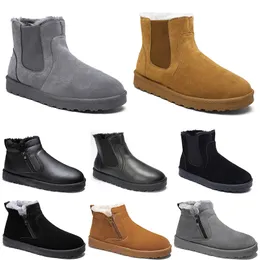 GAI GAI GAI Botas sem marca de cano médio masculino e feminino sapatos marrom preto cinza couro tendência da moda ao ar livre algodão quente