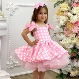 Girl's Dresses Movie Pink Plaid Baby Girls Dress Cosplay Costume Kids Hallowen Princess Födelsedag för tjej Carnival Party Clothe 2 10 år 231018