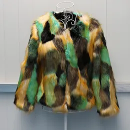 Women's Fur Faux Fur Imitation fur coat female winter nine points short sleeve imitation fur collar cultivate one's morality jacket 231018