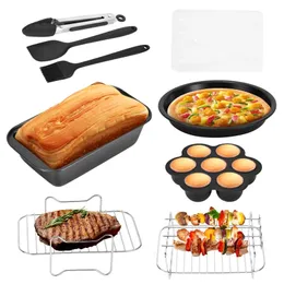 Moldes de cozimento 9pcs Acessórios de fritadeira de ar duplo Cesta dupla Acessório de fritadeira para Ninja Foodi AF300UK / AF400UK / Deep Air Fryers 7.6L-9.6L 231018