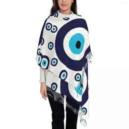 Lenços Marinha Nazar Evil Eye Lucky Charm Xale Envoltório para Senhoras Inverno Quente Longo Lenço Macio Boho Amuleto Grego Pashmina