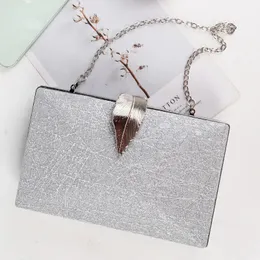 Evening Bags Silver Clutch Luxury High Quality Designer Wedding Purse and Handbags Leaf Shape Hasp Phone Crossbody Bag 2023 231018