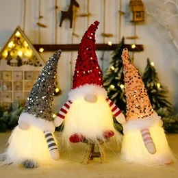 Weihnachtsdekorationen, beleuchtete gesichtslose Weihnachtsmann-Puppen, Pailletten-Hut, Ornament, Heimdekoration, 231019