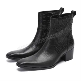 Italienische Herbst und Winter Männer Formale Schuhe Sozialen Spitz Einfarbig Kleid Stiefel Elegante Schwarz Echtes Leder Männlichen Lange Stiefel