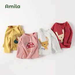 Camiseta Amila Roupas Infantis 2023 Primavera e Outono Bebê Meninas Top Mangas Compridas Moda Infantil Camiseta 231018