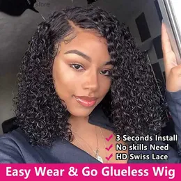 Synthetic Wigs Alionly Wear And Go Glueless Human Hair Wig Bob Water Wave Short Bob Pre Plucked 4x4 Lace Closure Wig Human Hair Wigs For Women Q231019