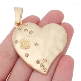 Pendant Necklaces 1 X Matte Gold Color Large Crystal Rhinestone Heart Charms Pendants For DIY Necklace Jewelry Making Findings Accessories