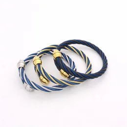 Jsbao masculino feminino moda jóias ouro preto azul cor fio de aço inoxidável selvagem cabo pulseira para mulher gift249b