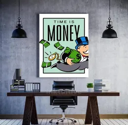 Wall Art Canvas Graffiti Home Decor Painting Alec Monopoly HD Print Modern Time Is Money Posters Modular Pictures Living Room7114563