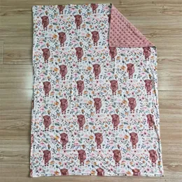 Quilts Western Highland Kuh Blume Baby Mädchen Junge Bettwäsche Fleece Decke Atmungsaktive Großhandel Kinder Baumwolle Flanell Kinder Dünne Quilt 231017