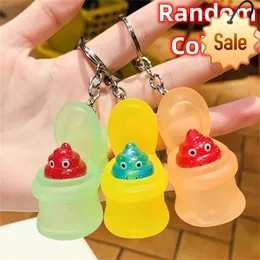 Funny Mini Poop Toilet Keychains Creative Tricky Prank Silicone Squeeze Toy Antistress Keyring Special Gifts