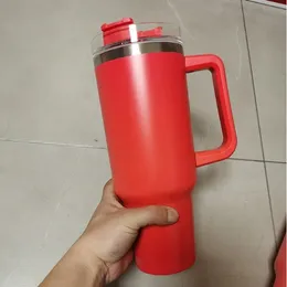 مع شعار 40oz tumblers مع مقبض أكواب معزولة مع أغطية وقش القهوة الفولاذ المقاوم للصدأ القهوة تيرم.