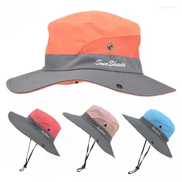 Cappelli a tesa larga unisex da sole con corda frangivento berretti a blocchi di colore parasole per esterni estate maglia traspirante accessori superiori causale
