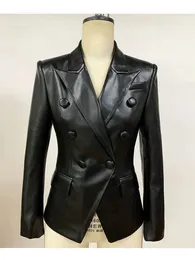 Abiti da donna Blazer QUALITÀ ECCELLENTE est Giacca elegante firmata da passerella Giacca da donna slim fit doppiopetto in ecopelle 231019