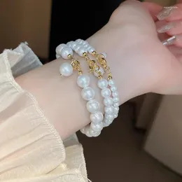 Bracelet en chaîne de perles pour femmes, brin français exquis, imitation de perles, léger, de luxe, Style élégant, bijoux pour petite amie