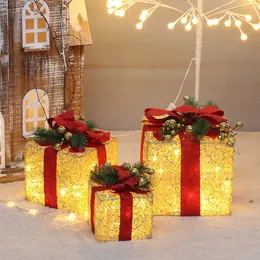 Dekoracje świąteczne dekoracje pudełko prezentowe threePiece stos worka na głowę układ sceny ornamenty drzewa ozdoby navidad 231018