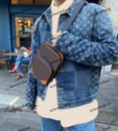 xinxinbuy men designer coat jacketデニムパネルレタージャックドチェスボードグリッドセット長袖の女性ホワイトブラックブルーxs-2xl