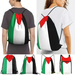 Shoppingväskor män säckpack rem palestin flagga kvinnor syfte dragkammare ryggsäckar utomhus resor för gymträning fitness väska