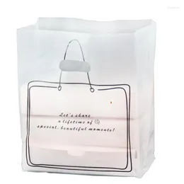ギフトラップ50pcsポータブルプラスチック製ベーキングバッグケーキパンデザートサラダフードパッケージテイクアウトバッグ