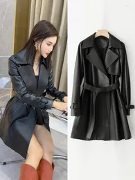 Women's Leather 2023 Haining Genuine Coat Mid Length Windbreaker Spring Korean Edition Waist Slim Fit Sheepskin