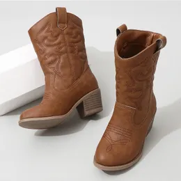 Botas Botas hasta la rodilla occidentales clásicas para niñas Botas largas de vaquero sin cordones de primera calidad para niños Botas de marca con punta de tacón de otoño para niños 231019