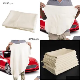 60X80Cm Care Natural Chamois Leather Cleaning Cloth Genuine Wash Suede Absorbent Quick Dry Towel Streak Lint Drop Delivery
