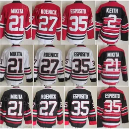 Man Retro Hockey 35 Tony Esposito Jerseys Vintage Classic 27 Jeremy Roenick 21 Stan Mikita 2 Duncan Keith Embrodery and Sewing Pension Pure Cotton for Sport Fans