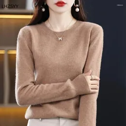 Women's Sweaters LHZSYY Pure Woolen Sweater Ladies' O-Neck Loose Pullovers AutumnWinter Casual Long Sleeve Tops Wild Cashmere Bottoming