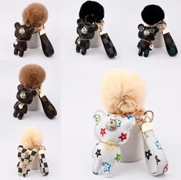 Cartoon Bear Designer Printing KeyChain Wallet Keyring Purse Car Charm Bucket Bag Flower Mini Coin Holder Keychains Bag Trinket Gifts Tillbehör