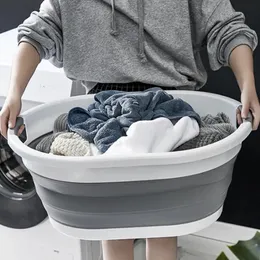 Buckets Folding Plastic Bucket Home Bathroom Products Large Laundry Basket Clothes Storage Camping Outdoor Travel Portable 231019