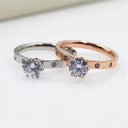 Fashion Silver Titanium Steel Light Car Diamond Ring Titanium Steel Jewelry Set Diamond Ring Women's Rose Gold Ring252a