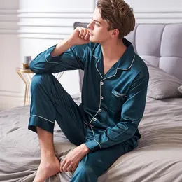 Men's Sleepwear Xifenni فو من الحرير بيجاماس ذكر 2021 الخريف حريري الجليد رجل طويل الأكمام الصلبة مجموعات Pajama 90022562