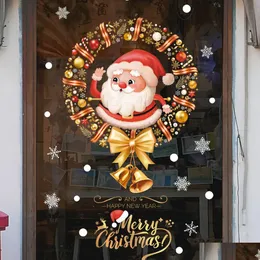 Decorações de Natal Adesivos de Janela Santa Boneco de Neve Elk Adesivo de Parede Decalques Ano 2023 Casa Feliz Natal 231013 Drop Delivery Gard Dhyt5