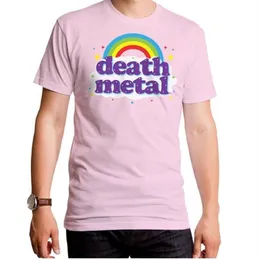 Męskie koszulki death metalowa tęczowa koszulka unisex kobiety estetyczne kawaii urocze bawełniane różowe graficzne zabawne koszulki swobodne streetwear236g