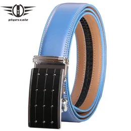 Bälten Mäns äkta läderbältes lyxmärke för män högkvalitativa kohude manliga remmar blå cummerbunds ceinture homme b353 231018