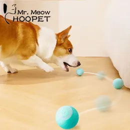 Dog Toys Tuggar Hoopet Electric Rolling Ball Cat Interactive Training för liten automatisk självrörande kattunge husdjurstillbehör 230819