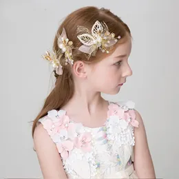 Accessori per capelli Bambini Farfalla Fascia Principessa Ragazza Tiara Spilla in pizzo Decorazione Damigella d'onore Copricapo da sposa Bambini 231019