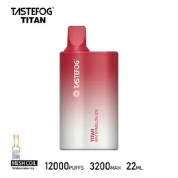 % 100 Orijinal Tastefog Titan 12K Puff Tek Kullanımlık Vape 3200mAh 22ml 2% Elektronik Sigara 10 Filmler Toptan