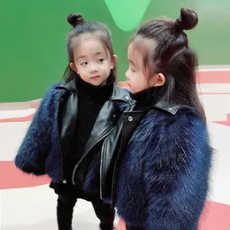 Jackor Winter Mother Daughter Faux Fur Leather Coat Children's Artificial Fur Girls Jacka Kids Elegant Boutique Clothes TZ422 231018