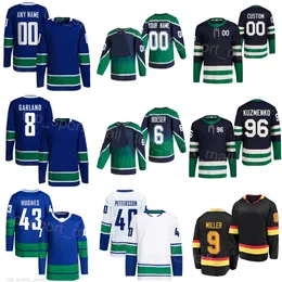 Man Youth Woman Hockey 60 Tom Willander Jerseys 40 Elias Pettersson 9 JT Miller 43 Quinn Hughes 96 Andrei Kuzmenko 6 Brock Boeser 8 Conor Garland Reverse Retro Stitch