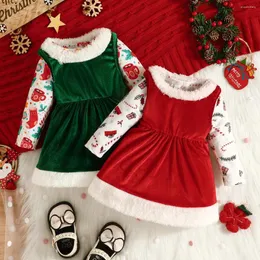 Abiti da ragazza Neonate Manica lunga Natale Inverno Caldo Costume da principessa Bambini Cartone animato Pagliaccetto Velluto Peluche Abito per bambini