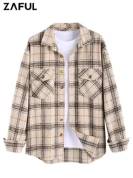 Damen Jacken Lässige Herren Hemdjacke Wollmischung Cargo Shacket Plaid Langarm Streetwear Oberbekleidung mit Pattentaschen Z5102913 231018