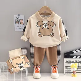 Set di abbigliamento Bambini LAPEL SUIT abbigliamento per bambini primavera e autunno nuovo maglione per il tempo libero a maniche lunghe + pantaloni abito a due pezzi 231019